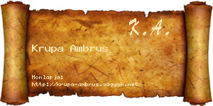 Krupa Ambrus névjegykártya